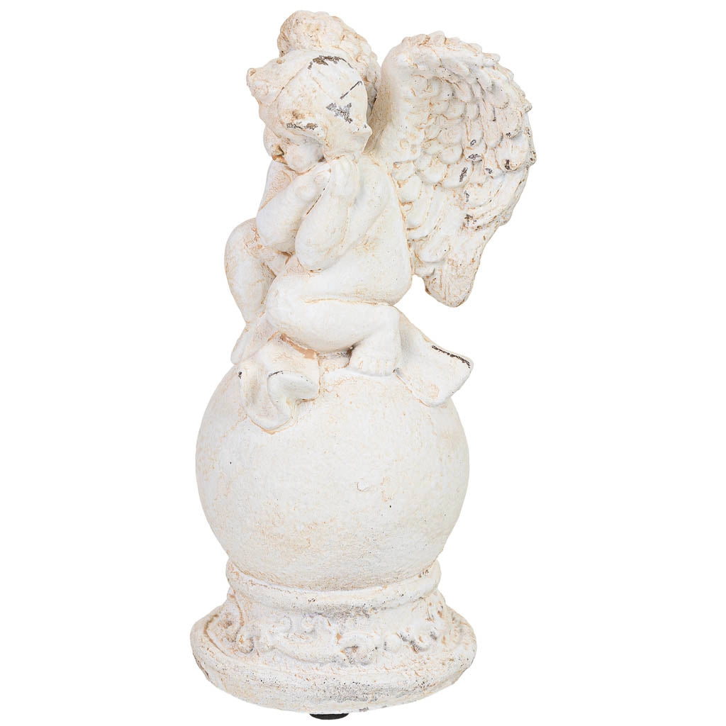 Figura decorativa a forma di angelo in magnesio bianco, 12x12x25h cm