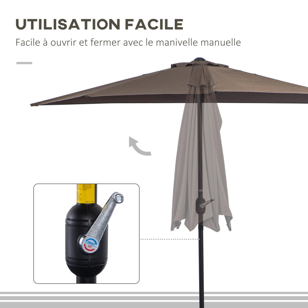 Parasole da balcone 2.7x1.4m ¨C zephmum ¨C grigio poliestere apertura manovella