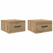 Set di 2 Comodini | Armadio da Notte | Mobiletto da notte rovere artigianale 35 x 35 x 20 cm