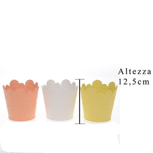 Set 6 Contenitori Decorativo con Rilievo Misure 13x12,5 cm