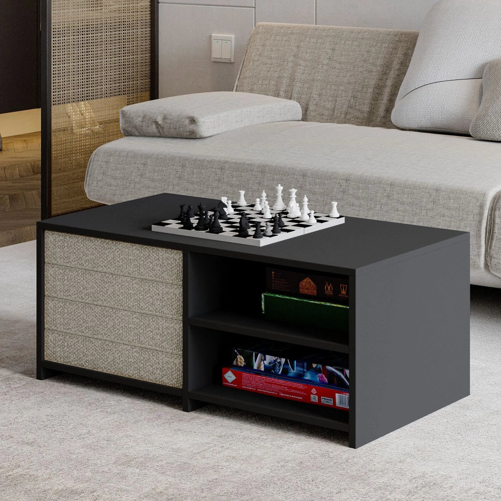 Set di tavolini in legno "Gord" - 90 x 45 x 44,1 cm - Antracite