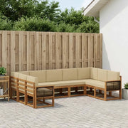 Set di divani da esterno con cuscino 9 pcs Naturale e Beige 3385534