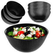 Set di 3 ciotole da insalata KADAX in vetro da 20 cm per zuppe e snack, nere, scanalate.