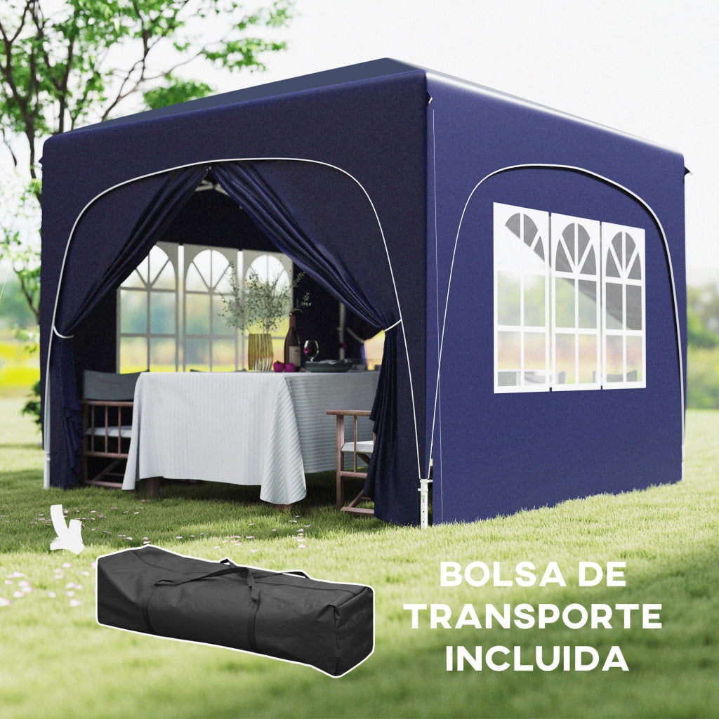 Gazebo Pieghevole 3x3 m ¨C zephmum ¨C Blu Scuro con Pannelli UPF50+ e Borsa di Trasporto