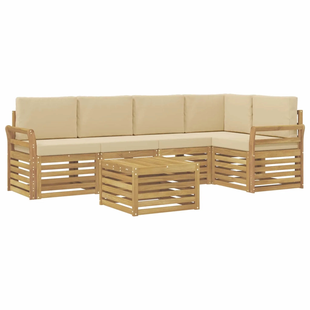 Set di divani da esterno 6 pcs Bianco e Beige 59 x 59 x 37 cm 3391878