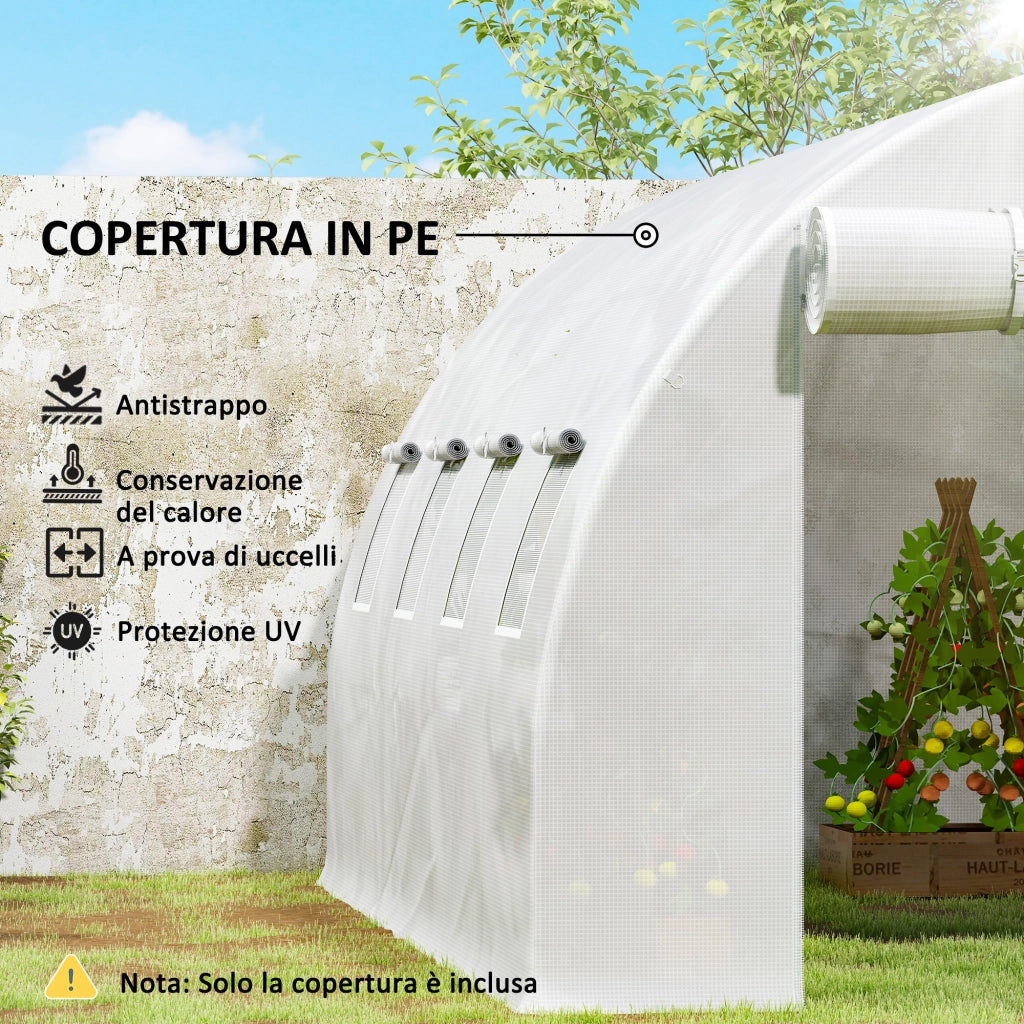 Telo Serra in PE con 8 Finestre e Porta Avvolgibile ¨C zephmum ¨C Bianco 4x3x2 m