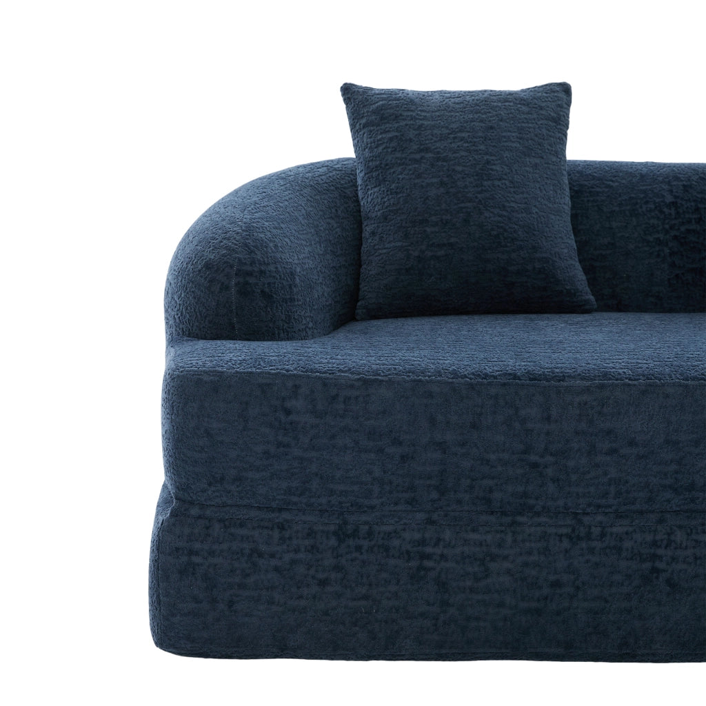 Divano letto 2 posti 157x84x65 cm pieghevole in ciniglia blu navy
