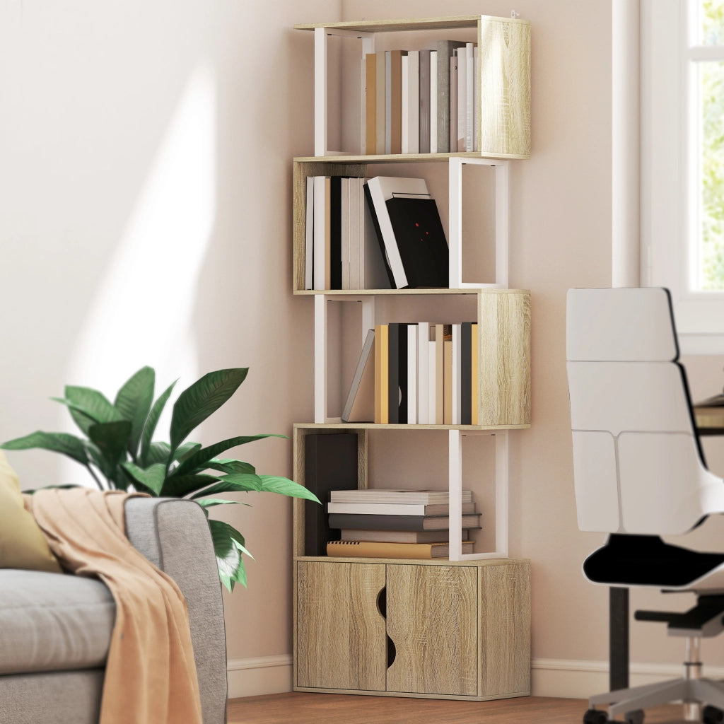 Libreria con ante e ripiani ¨C zephmum ¨C legno naturale 60x24x179 cm