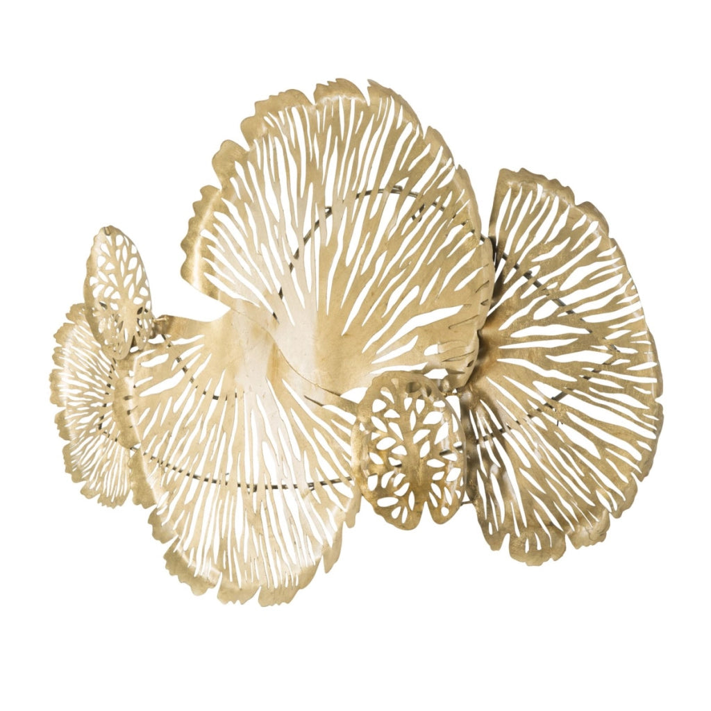 Decorazione in Metallo 3D Foglia 21, Oro, Metallo, 115x5x64 cm