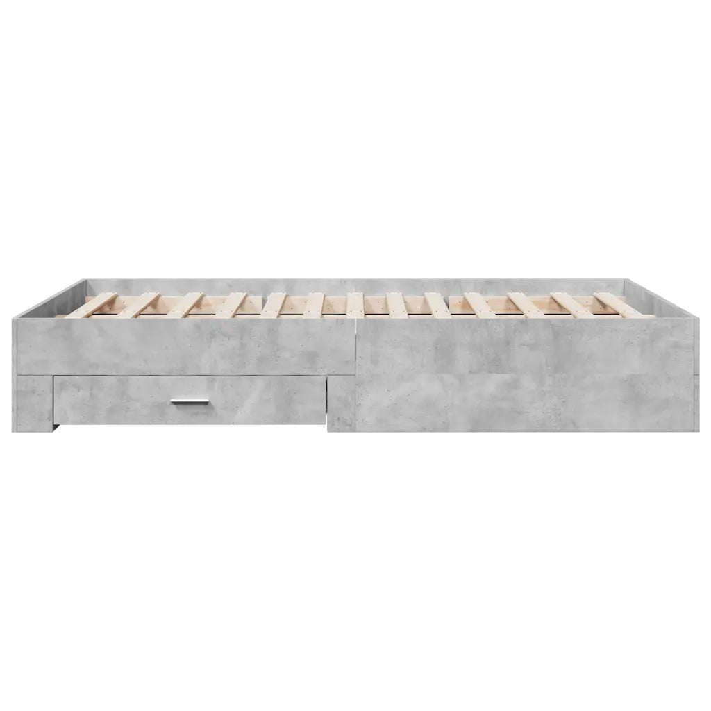Letto matrimoniale | Letto per adulti | Giroletto Cassetti Grigio Cemento 135x190 cm Legno Multistrato