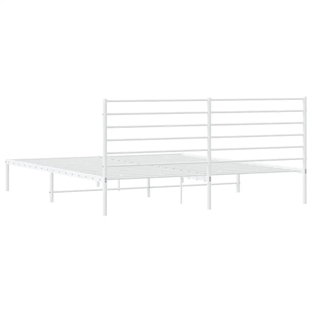 Letto matrimoniale | Letto per adulti | Giroletto con Testiera Metallo Bianco 200x200 cm