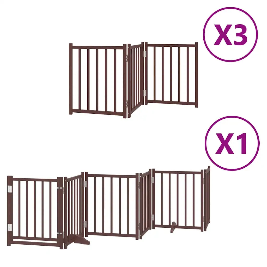 vidaXL Cancello Cani Porta Pieghevole Marrone 15 Pannelli 750cm Pioppo