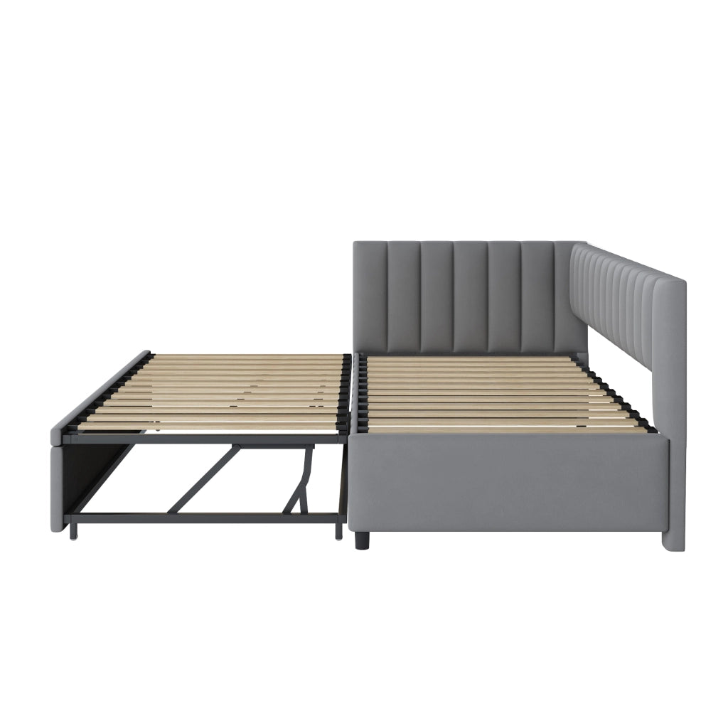 DIVANO LETTO angolare L 90x200 cm in velluto grigio estraibile