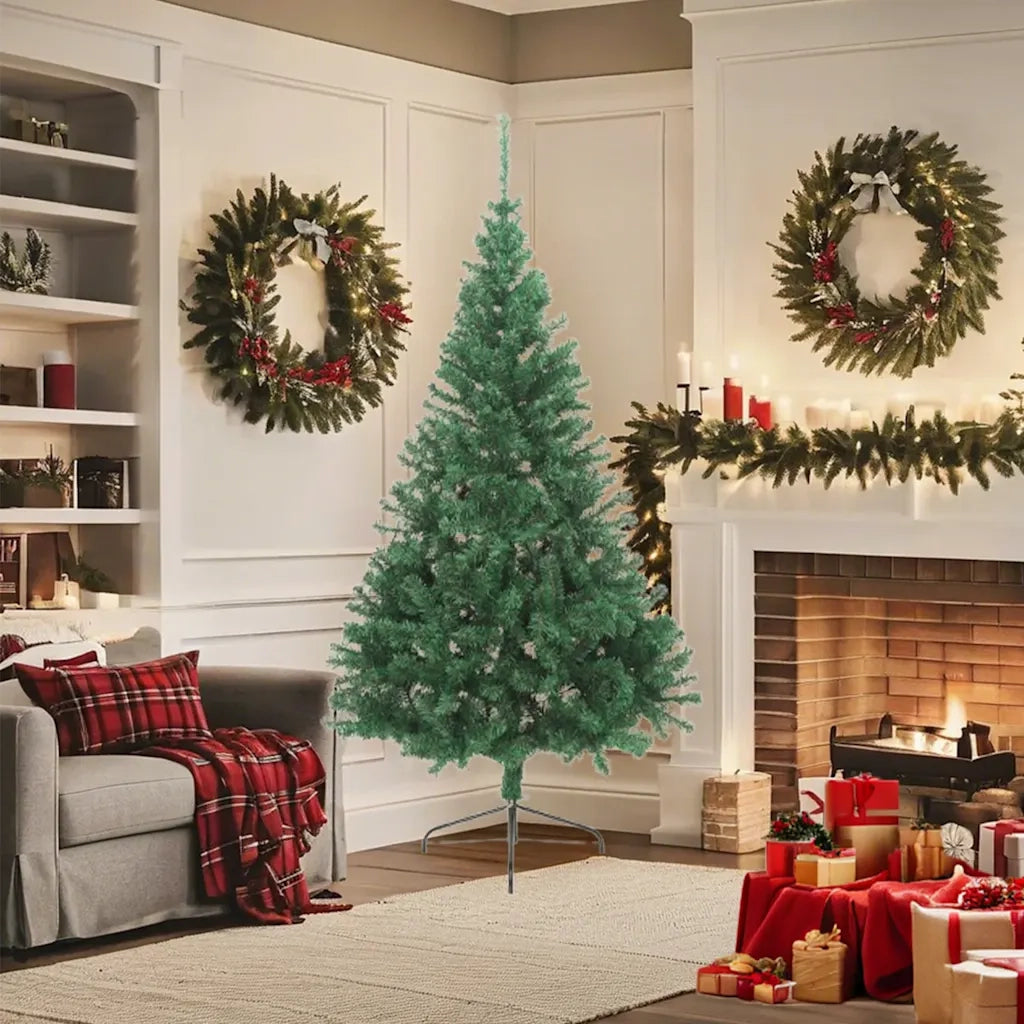Albero di Natale | Decorazioni natalizie Artificiale Met¨¤ con Supporto Verde 180 cm PVC