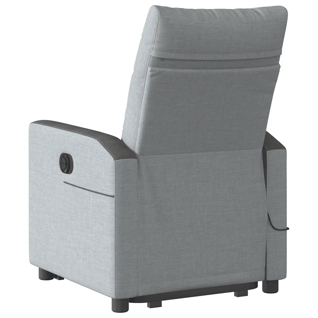 Poltrona | Sedia Relax Alzapersona Massaggi Reclinabile Grigio Chiaro Tessuto