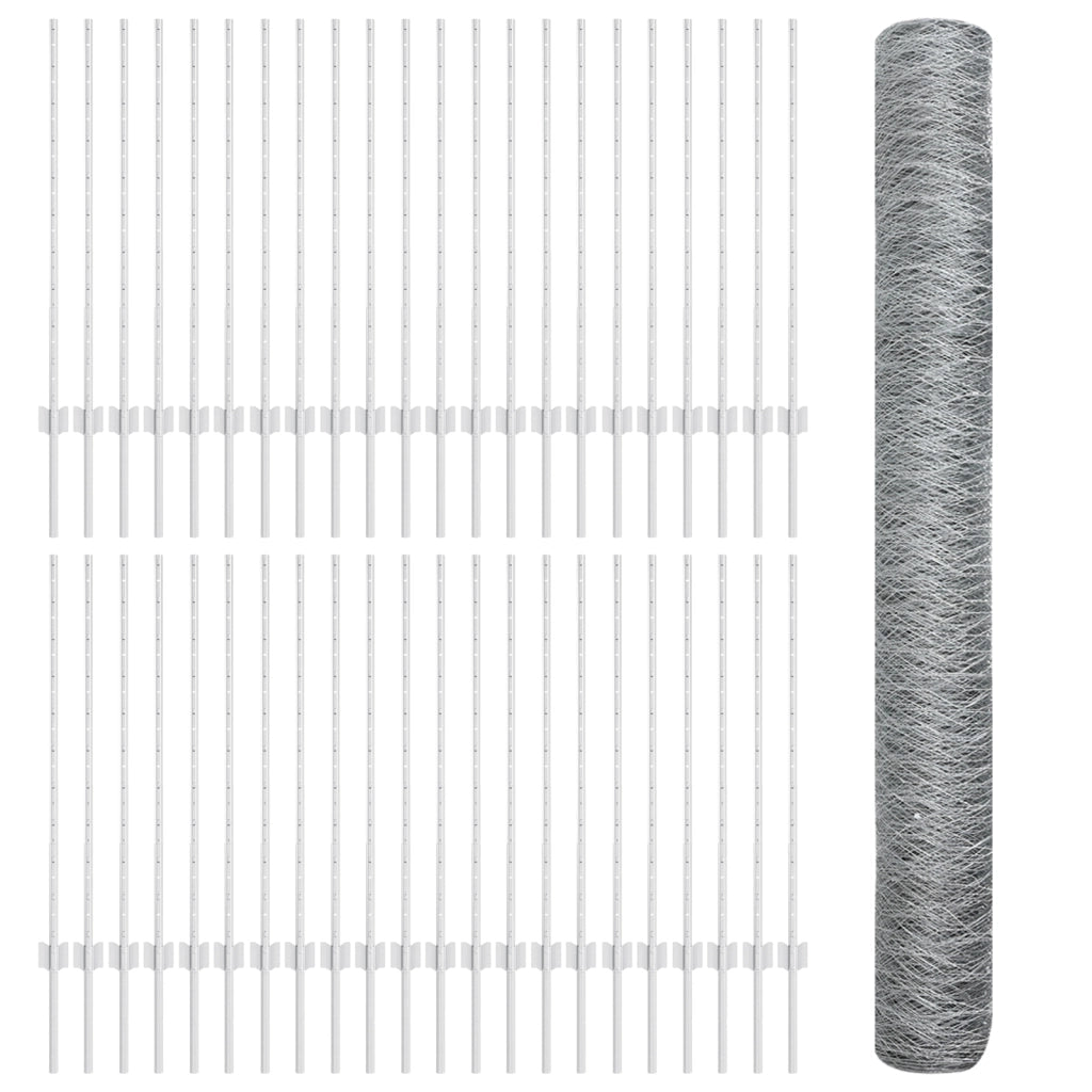 Posti per recinzione  22 pz U-Channel 100 cm Acciaio galvanizzato