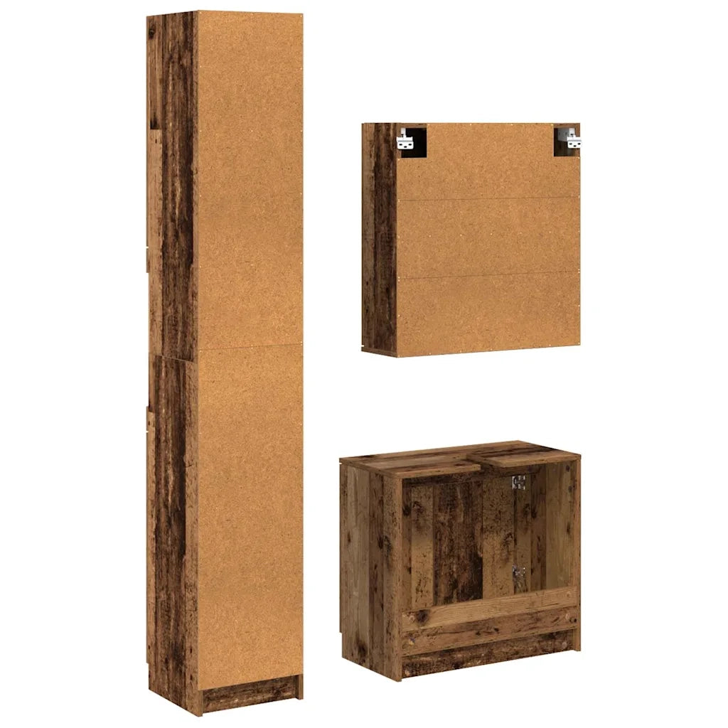 Set di Armadi da Bagno 3 pcs Legno vecchio Legno multistrato