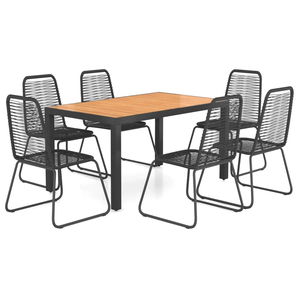 Set da Pranzo da Giardino 7 pz in Rattan PVC Nero e Marrone 3060127