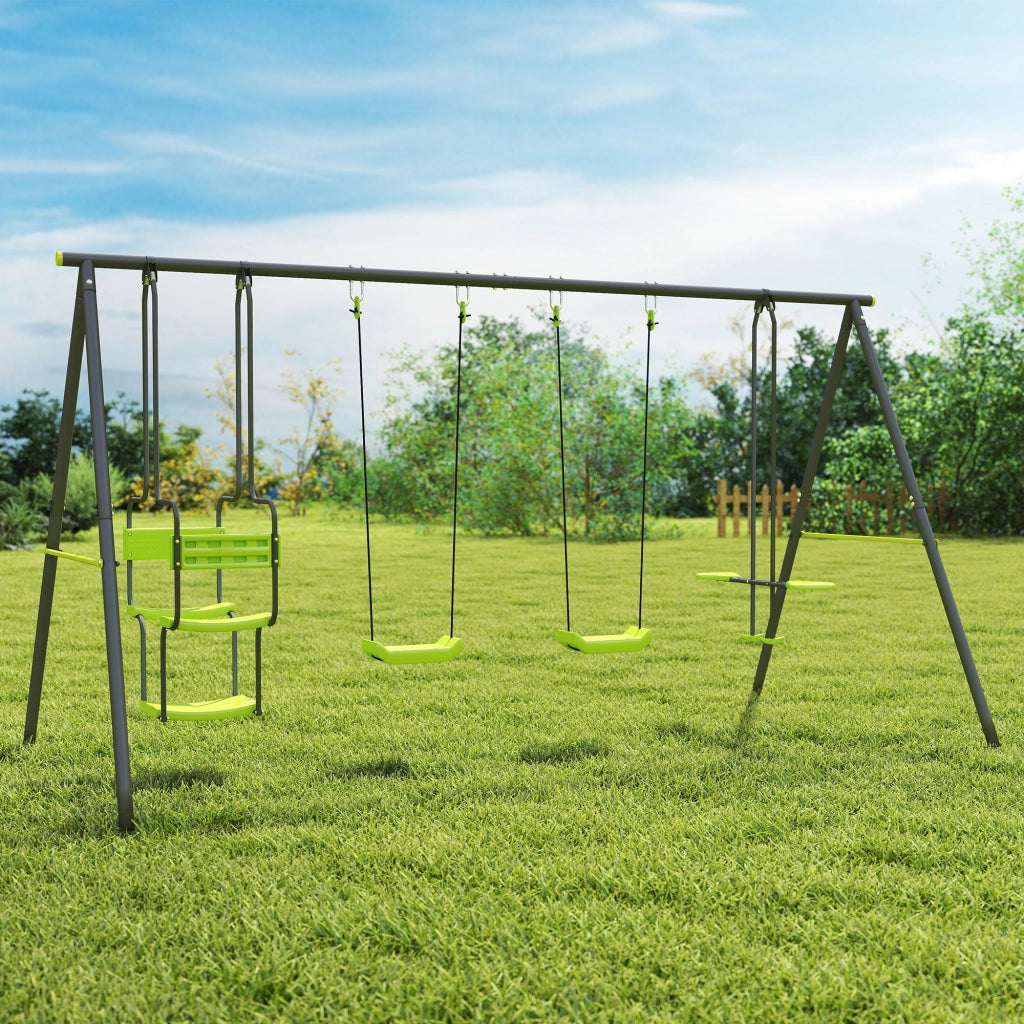 Altalena da giardino per bambini ¨C zephmum ¨C verde 355x184x186 cm
