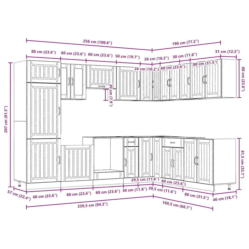 Set Mobili da Cucina 14 pz Lucca Rovere Artigianale Truciolato 3314990