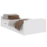 Letto da camera | Giroletto Bianco con Cassetti Legno Massello di Pino 90x200cm