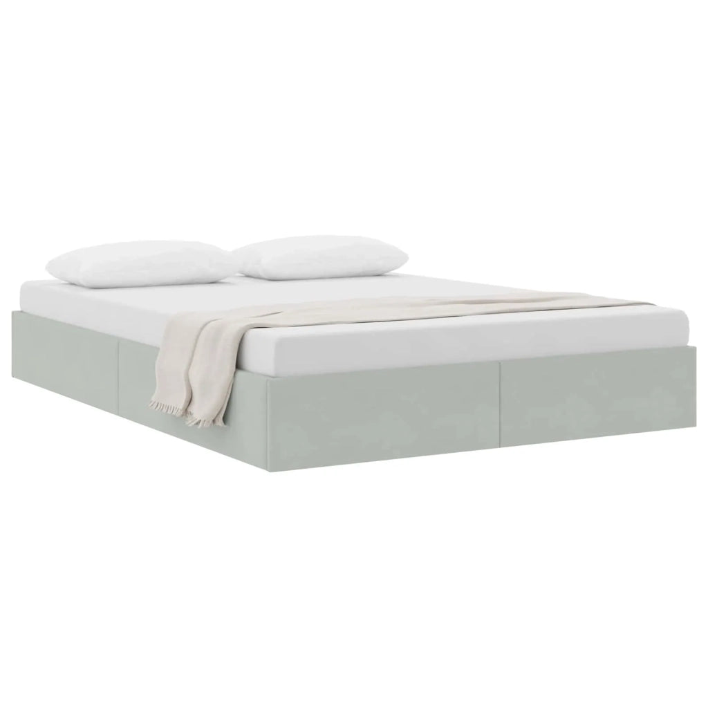 Letto ottomano Grigio Chiaro 140 x 200 cm Velluto