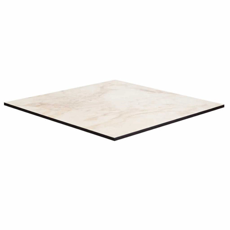Top Tavolo Hpl Marmo Bianco Calacatta Quadro Cm 79x79x1