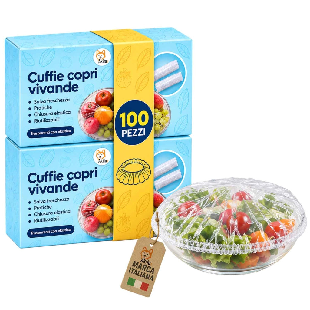 Akitaink Cuffie Copri Alimenti Elastiche Trasparenti 100 Pezzi