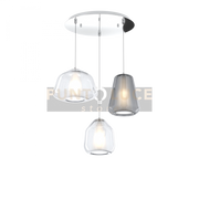 SOSPENSIONE CROMO 3 LUCI TONDA VETRI ALPHA TR + BETA TR + GAMMA FU 1176CR-S3 T ABG-TF