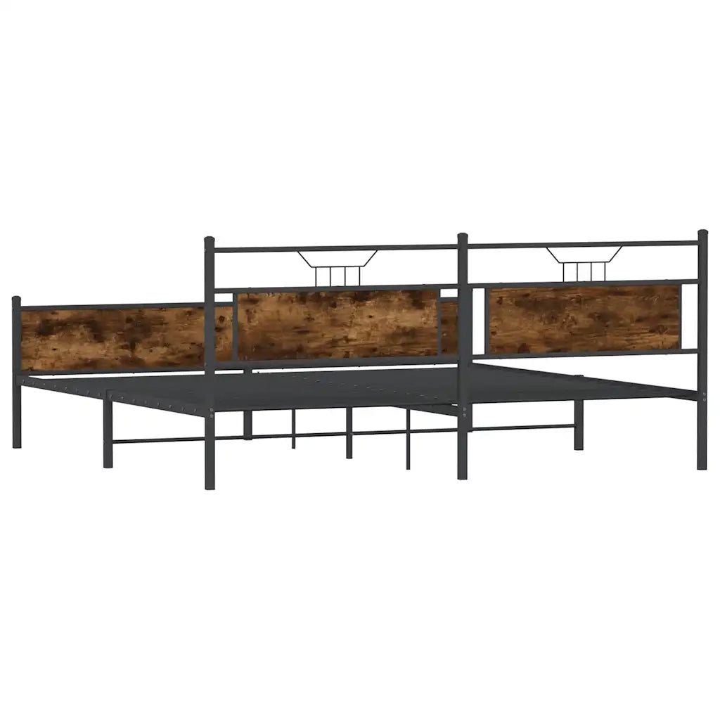 vidaXL Giroletto senza Materaso in Metallo Rovere Fumo 200x200 cm
