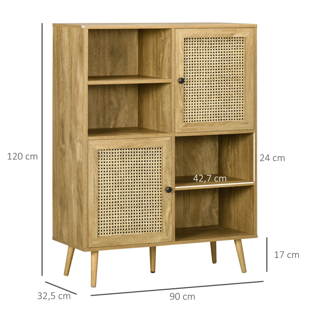 Credenza 2 ante effetto legno e cannage ¨C Xylo ¨C 90x32.5x120 cm