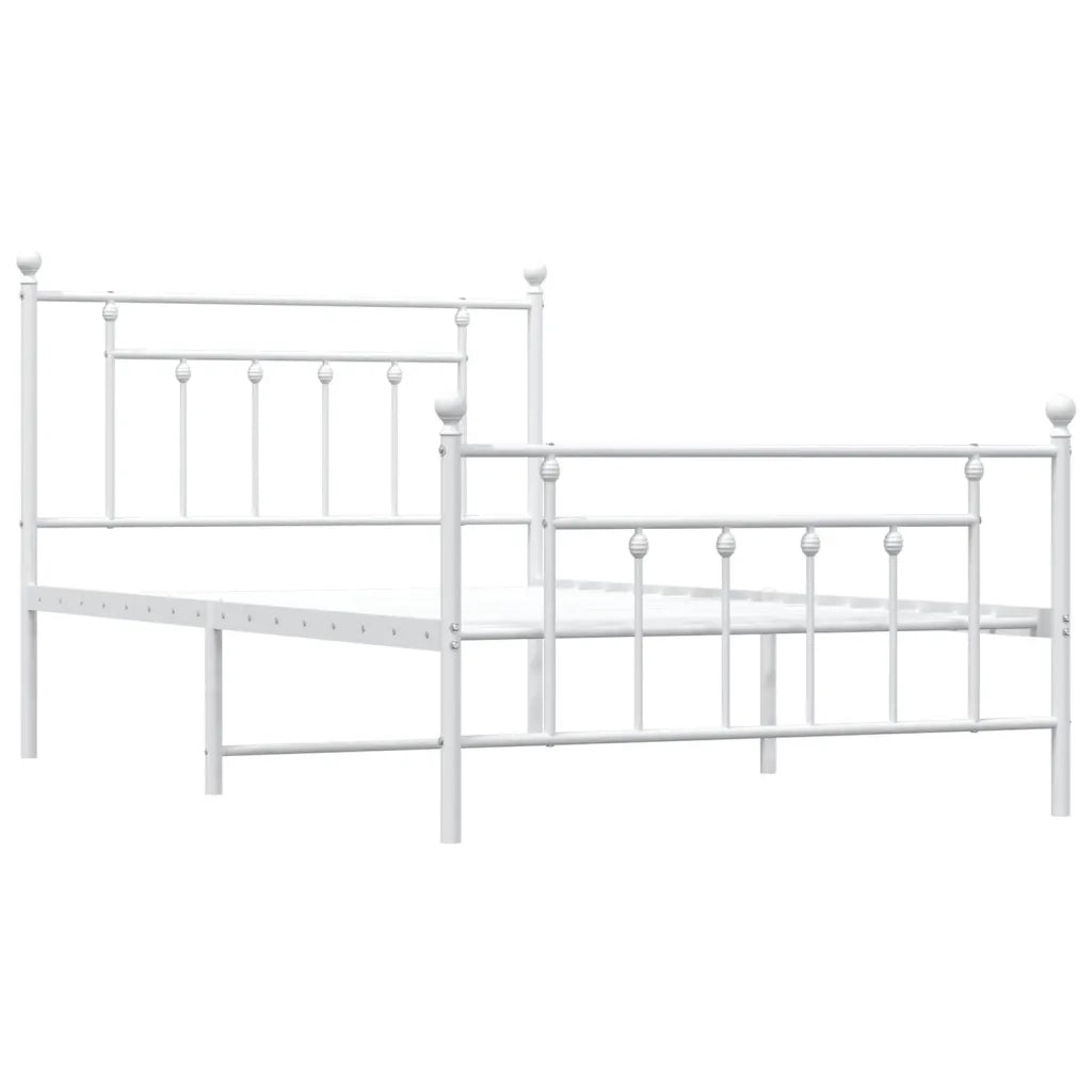 Giroletto con Testiera e Pediera-Struttura Letto Metallo Bianco 100x200 cm 758424