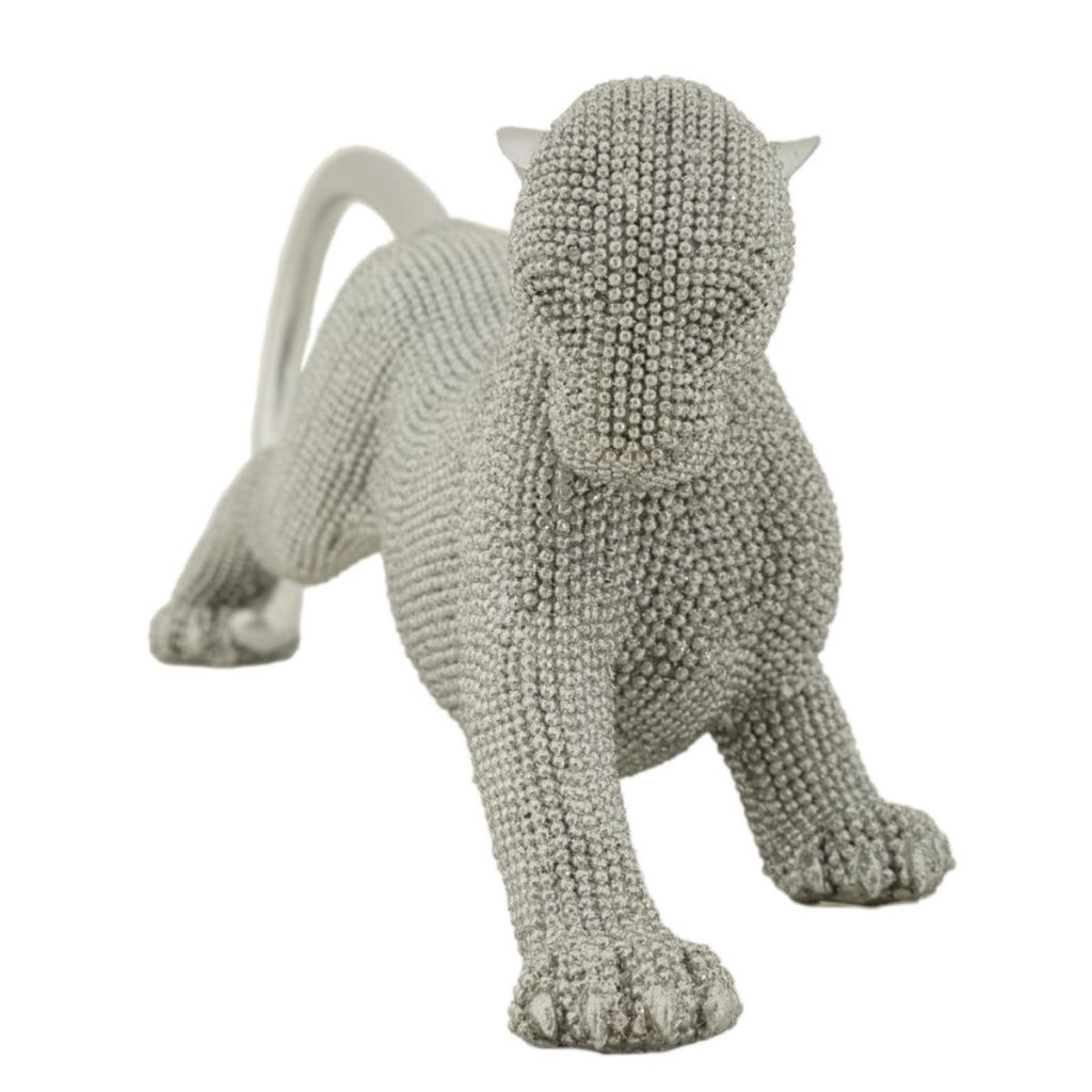 Scultura Gatti 5, Argento, Poliresina, 32x9x11 cm