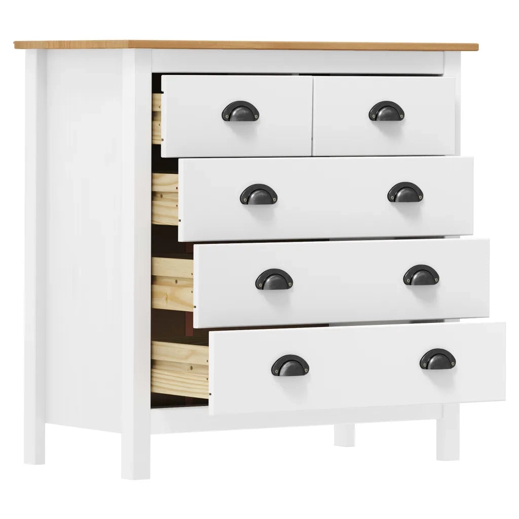 Credenza Hill Bianca 79x40x80 cm in Legno Massello di Pino cod mxl 15165