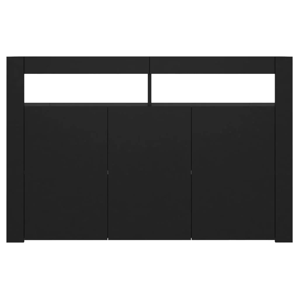 Credenza buffet cassettiera mobile contenitore organizer cucina soggiorno soggiorno con luci a LED 115,5 x 30 x 75 cm nero 02_0030011