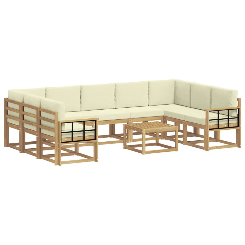 Set di divani da esterno 10 pcs Bianco e Crema 59 x 59 x 37 cm