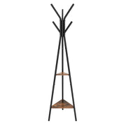Appendiabiti indipendente in stile rustico mobile da ingresso in stile industriale con 2 ripiani per vestiti cappelli e borse stile nero e vintage 12_0007091