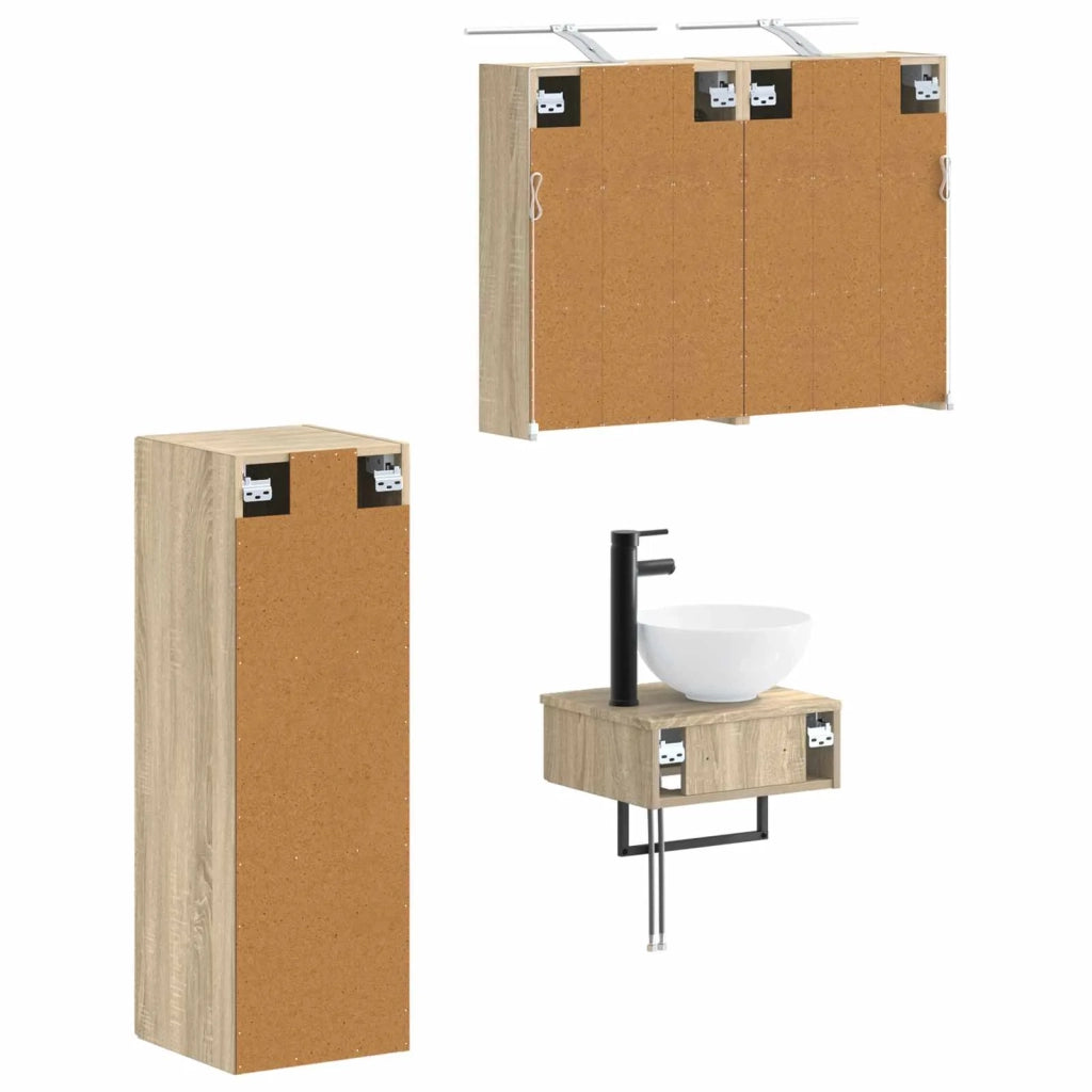 Set di Armadi da Bagno 4 pz Rovere Sonoma Legno ingegnerizzato 3407369