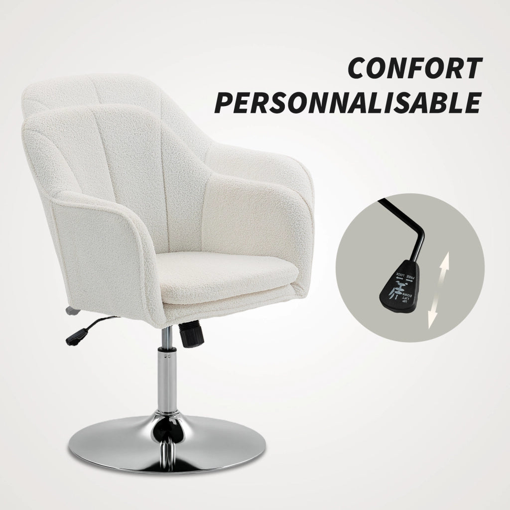 Poltrona girevole reclinabile con poggiapiedi ¨C zephmum ¨C 61x64x80-92 cm, colore bianco