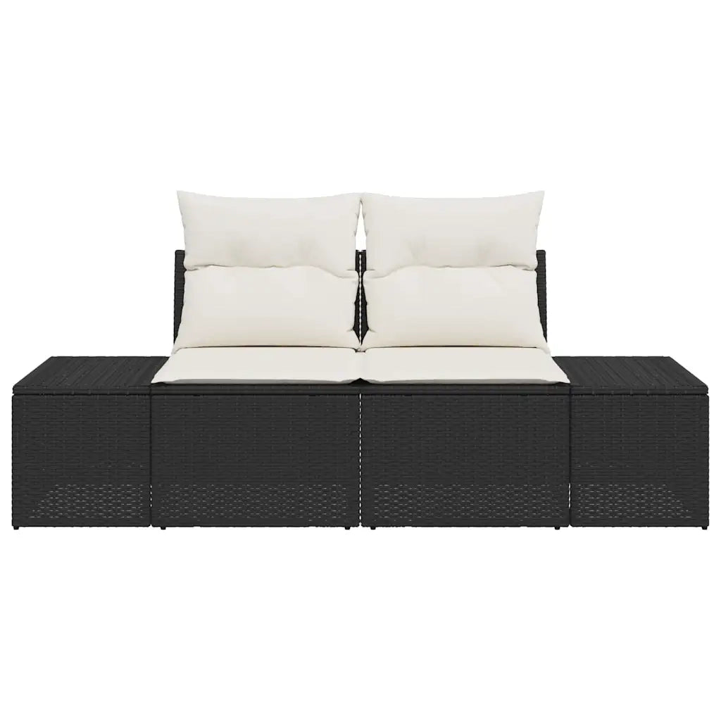 Divano da giardino con cuscino Nero 184 x 62 x 69 cm polyrattan 42006802