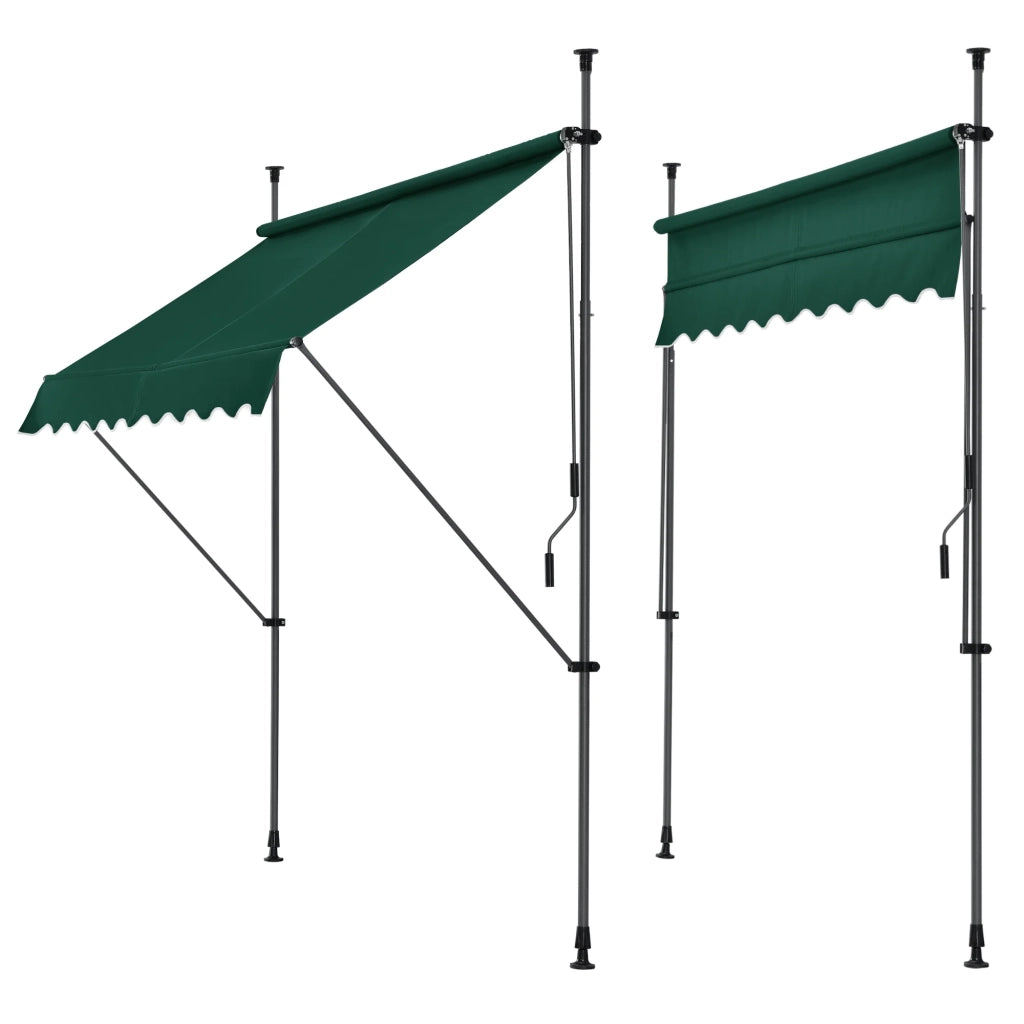 Tenda da sole telescopica in acciaio e poliestere 250 x 120 x 200-300 cm verde scuro 03_0008330