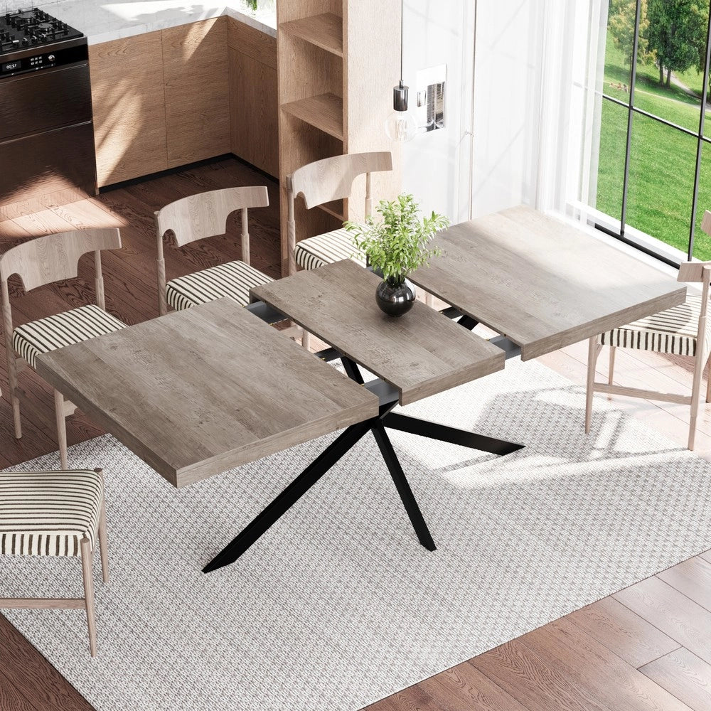 Tavolo da Pranzo Allungabile Rettangolare con Vano Contenitore ¨C MINIMAL ¨C Grigio, 140-180 cm