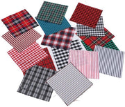 Tessuto di Natale a Quadri - 20 pezzi - 25x25cm - Colori Vivaci - Tessuto Tartan Precosto - Adatto per Borse/Invasi - Tessuto per Quilt