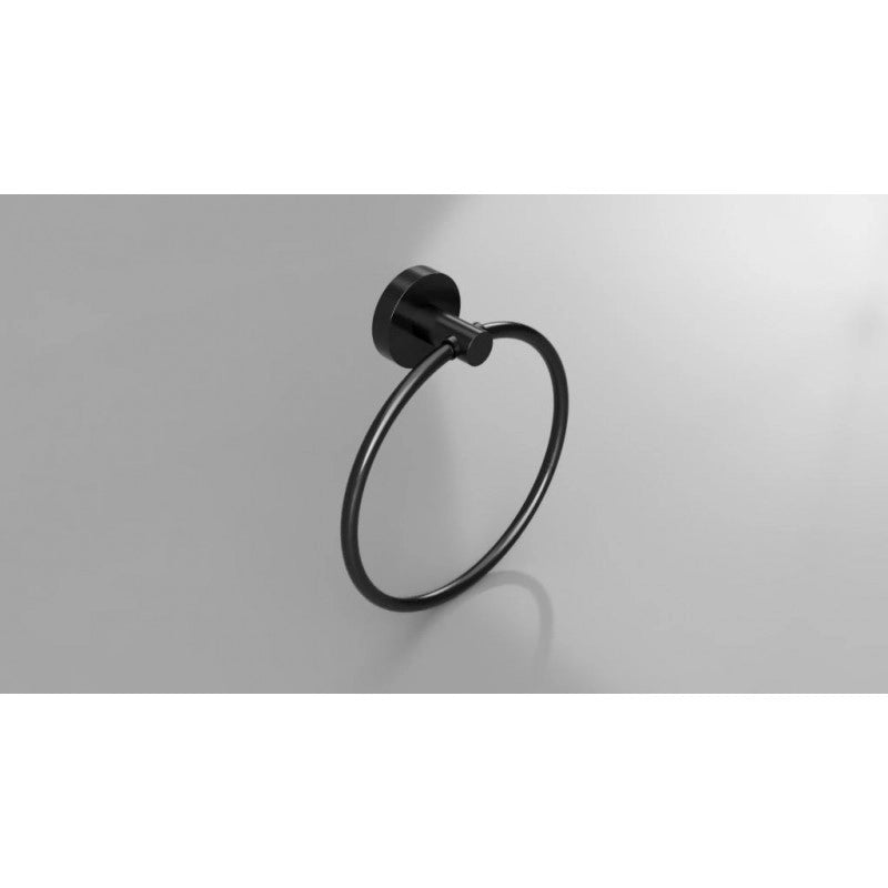 Porta asciugamani ad anello SCURO in ottone nero 17x 19,5 x 5,5 cm / ø15 cm