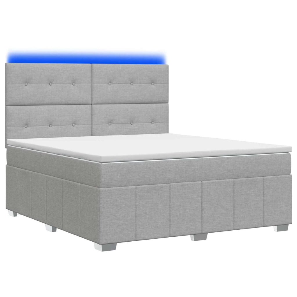 Letto Box Spring LED con Materasso Grigio Chiaro 160 x 200 cm 3455640