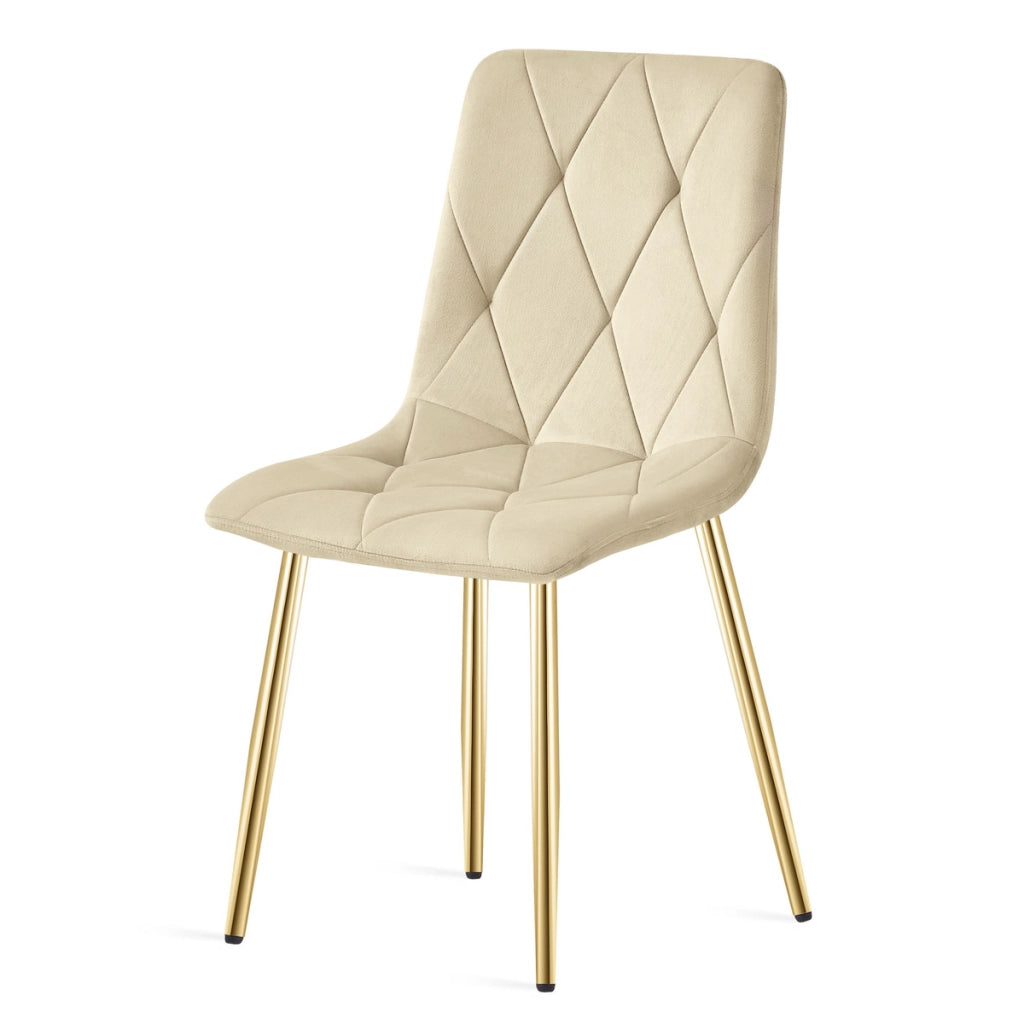 Sedia Libra in Velluto Beige Chiaro con Gambe Oro