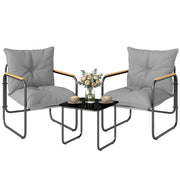 Set Bistr¨° 3 Pezzi ¨C Zephmum ¨C Grigio Scuro, Metallo, Cuscini