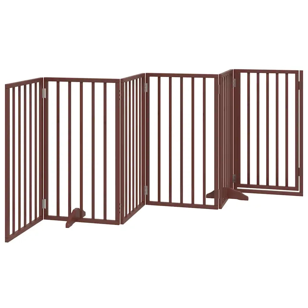 vidaXL Cancello Cani Porta Pieghevole Marrone 6 Pannelli 300cm Pioppo