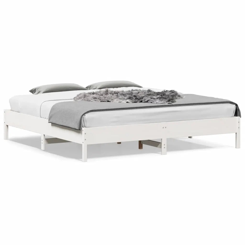 Letto senza Materasso-Struttura Letto Bianco 180x200 cm Legno Massello di Pino 468434