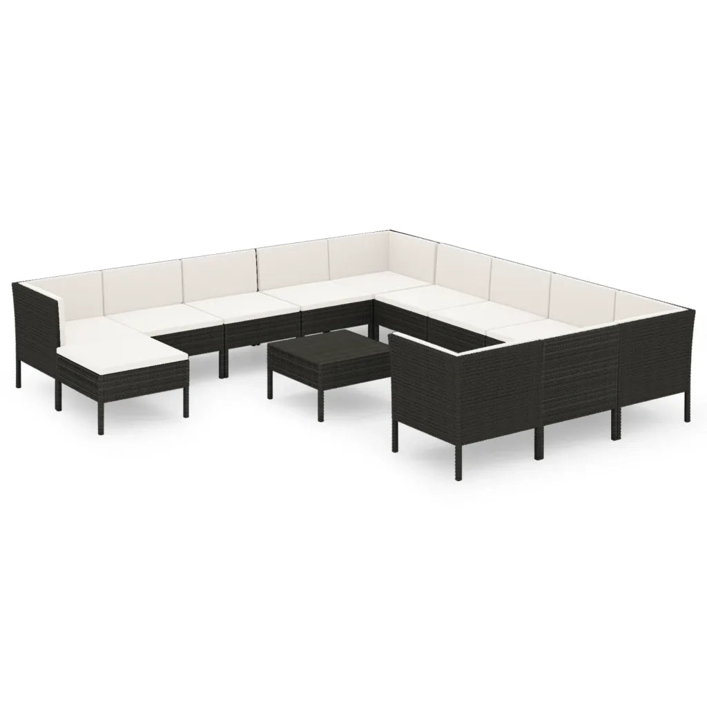 Set Divani da Giardino 13 pz con Cuscini in Polyrattan Nero cod mxl 38459